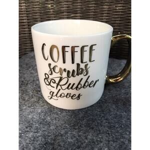 Carly & Rose Nurse Doctor Mug Coffee Scrubs & Rubber Gloves New Gift White Gold